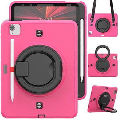 NIKCORP Zaštitna maska za iPad Pro 11" (2018/2020/2021) s rotirajućim stalkom naramenicom i držačem za olovku, roza